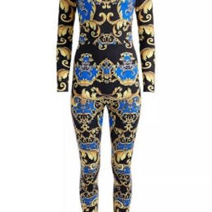 Alice + Olivia Baroque FREDDIE CREWNECK- Blue and Gold